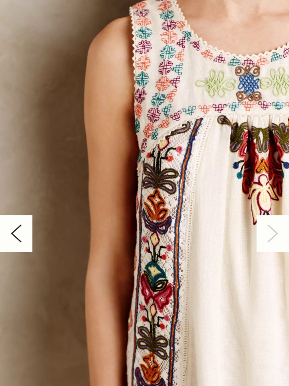 Anthropologie Khavita Bhartia Cream Midi Dress with Multicolor Floral Embroidery - Picture 3 of 13